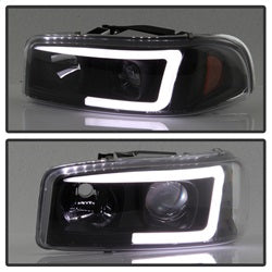 (Spyder Signature) Projector Headlights - Version 2 - Light Bar DRL - Black by Spyder Auto