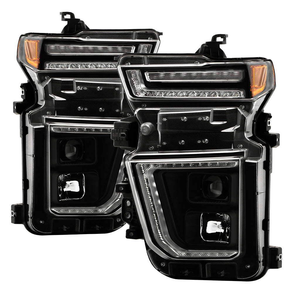 Projector Headlights - Sequential LED Turn Signal Lights - Black by Spyder Auto