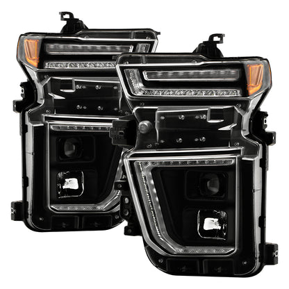 Projector Headlights - Sequential LED Turn Signal Lights - Black by Spyder Auto