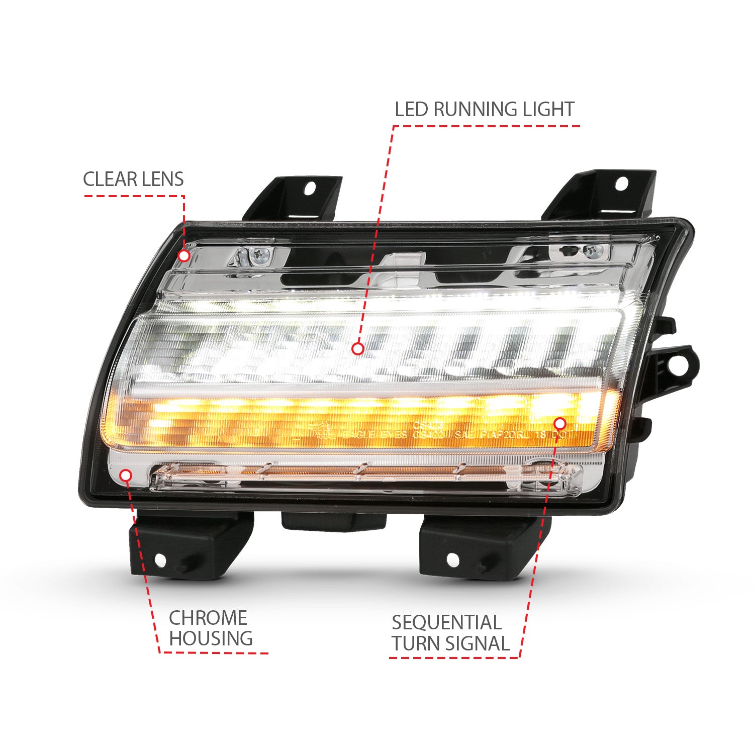 LED Chrome Clear w/ Sequential signal by ANZO USA