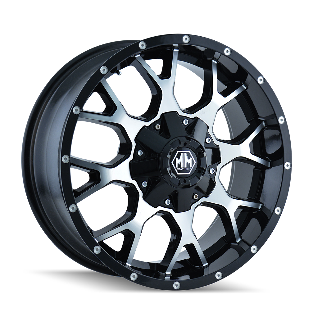 MAYHEM WARRIOR 8015 GLOSS BLACK MACHINED 20X9 6-135/6-139.7 18MM 106MM by Mayhem