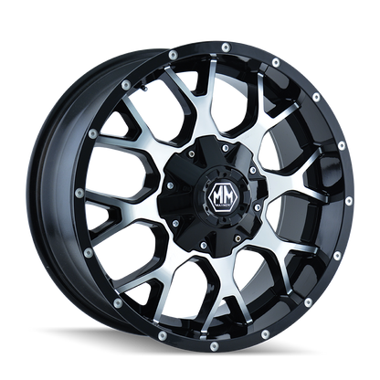 MAYHEM WARRIOR 8015 GLOSS BLACK MACHINED 20X9 6-135/6-139.7 18MM 106MM by Mayhem