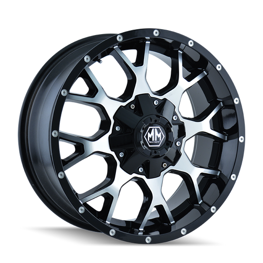 MAYHEM WARRIOR 8015 GLOSS BLACK MACHINED 20X9 6-135/6-139.7 18MM 106MM by Mayhem