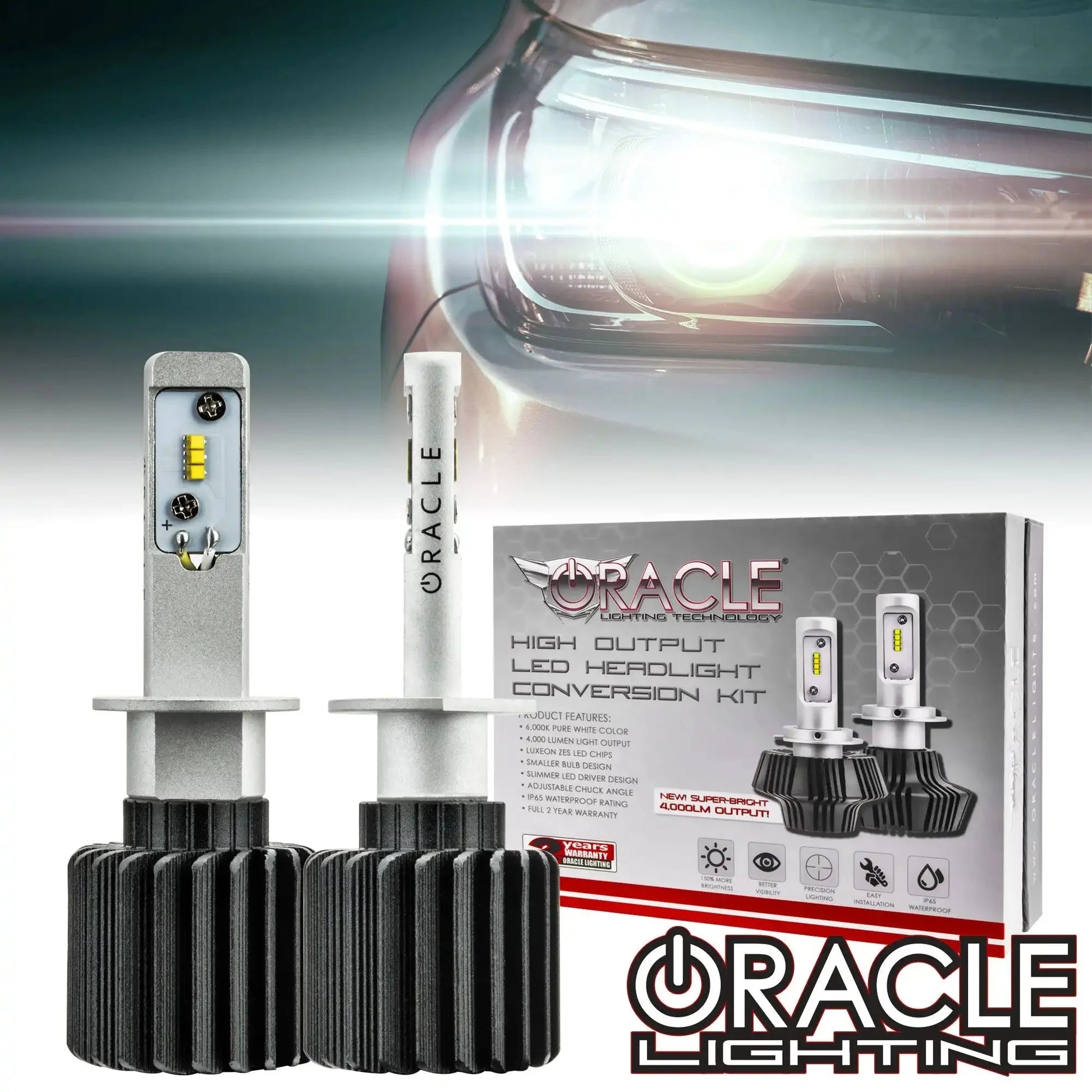 ORACLE Lighting H1 - 4,000+ Lumen LED Light Bulb Conversion Kit High/Low Beam (Projector) by ORACLE Lighting