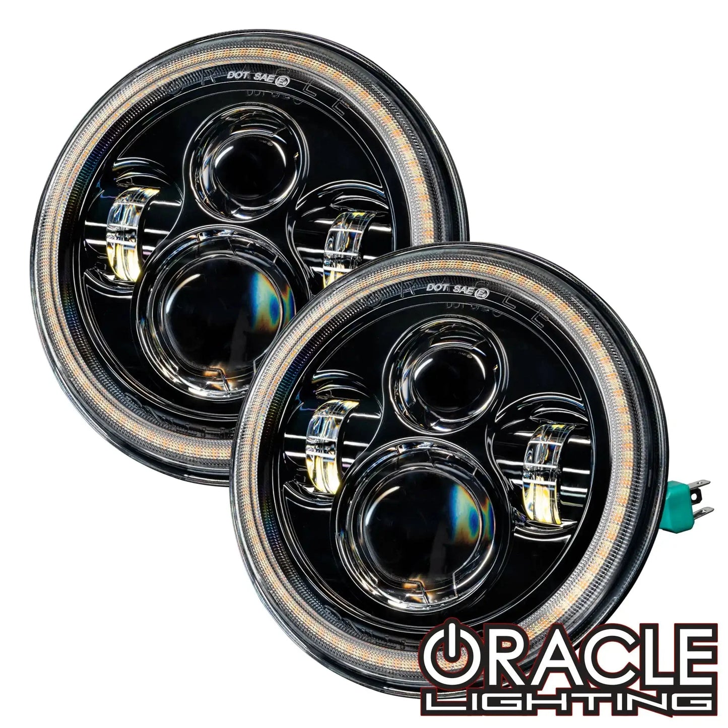 2007-2018 Jeep Wrangler JK Switchback LED Halo Headlights- DRL and Turn Signal by ORACLE Lighting