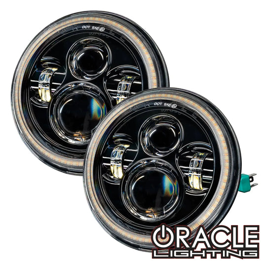 2007-2018 Jeep Wrangler JK Switchback LED Halo Headlights- DRL and Turn Signal by ORACLE Lighting