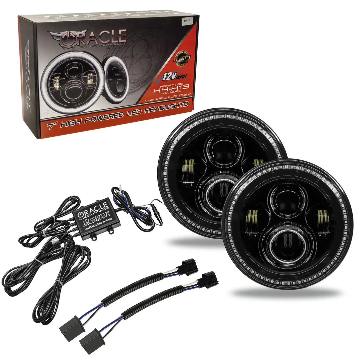 ORACLE Lighting 7" High Powered LED Headlights - Black Bezel - Dynamic ColorSHIFT - Jeep Wrangler JK by ORACLE Lighting