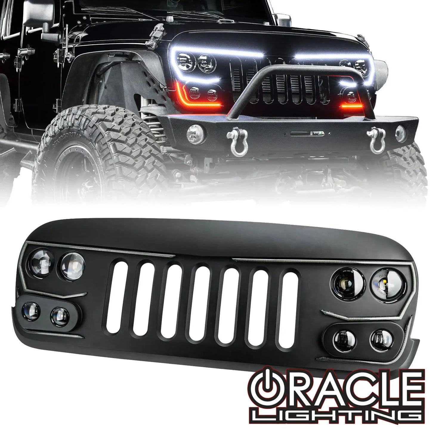 2007-2017 Jeep Wrangler JK VECTOR Pro Series II Full LED Grill - Integrated Headlights & DRL by ORACLE Lighting