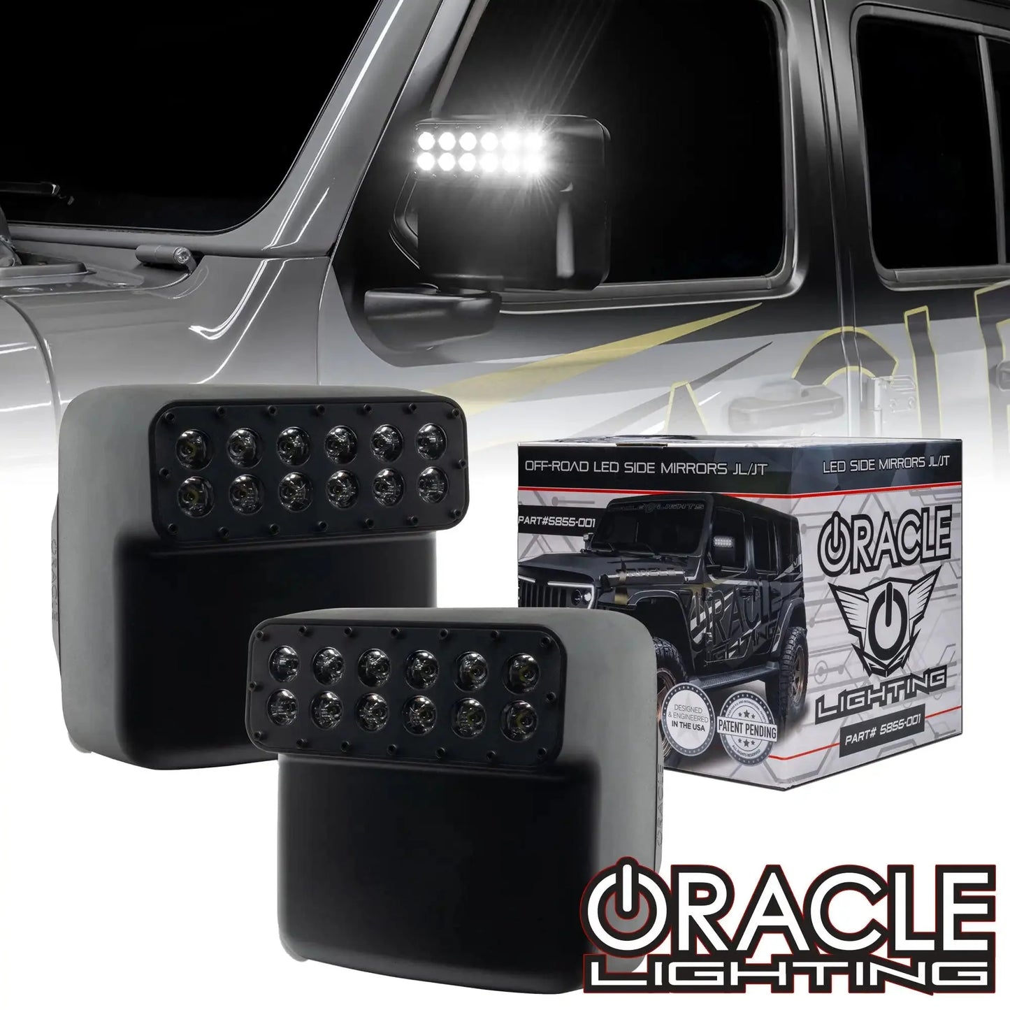 LED Off-Road Side Mirrors for Jeep Wrangler JL / Gladiator JT by ORACLE Lighting