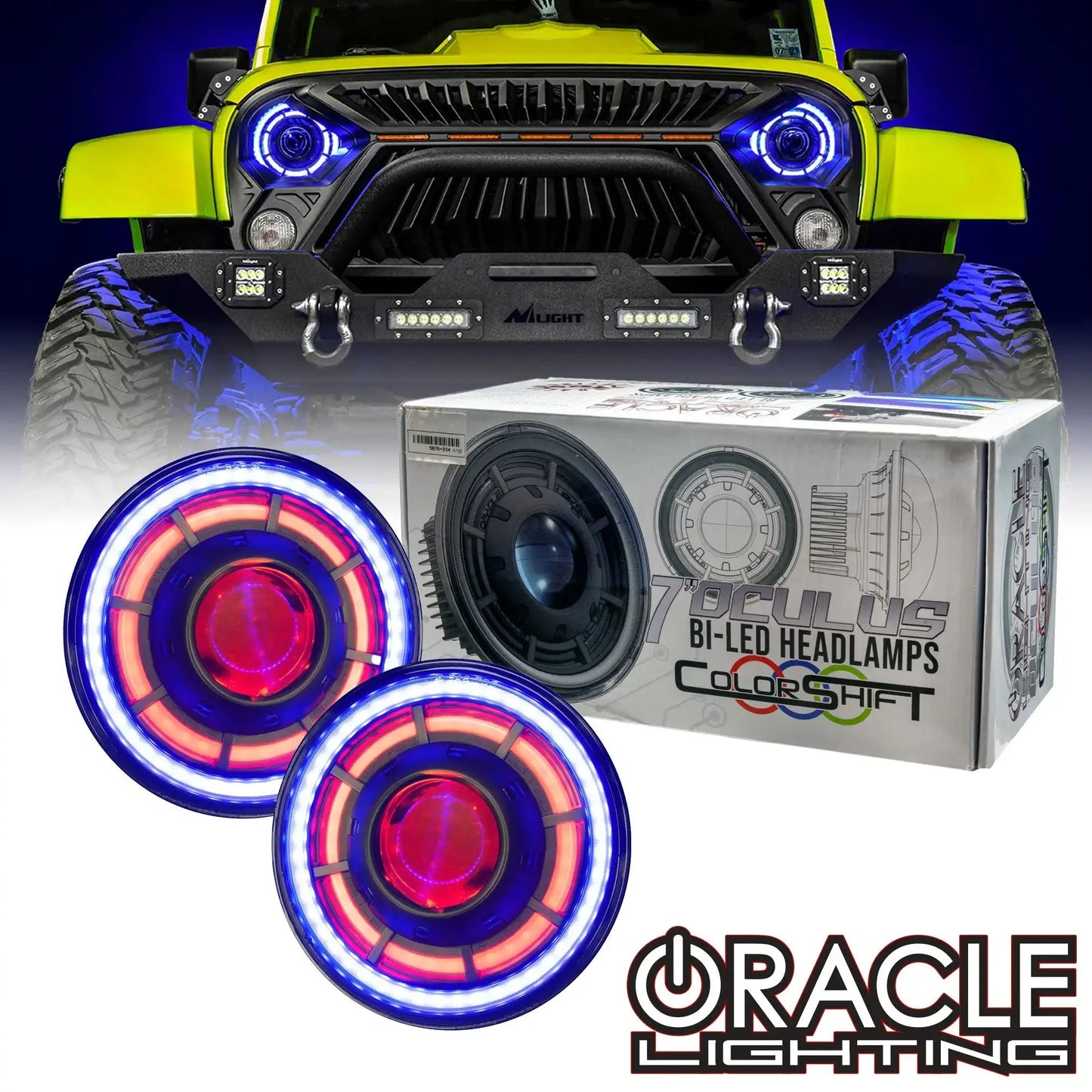 ORACLE Lighting Oculus™ 7" ColorSHIFT Bi-LED Projector Headlights for Jeep Wrangler JK by ORACLE Lighting