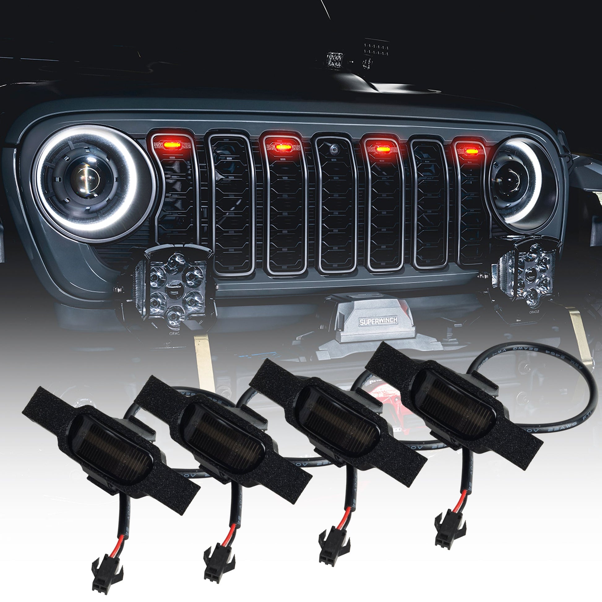 2024+ Jeep Wrangler JL/ Gladiator JT Pre-Runner Style LED Grill Light Kit by ORACLE Lighting