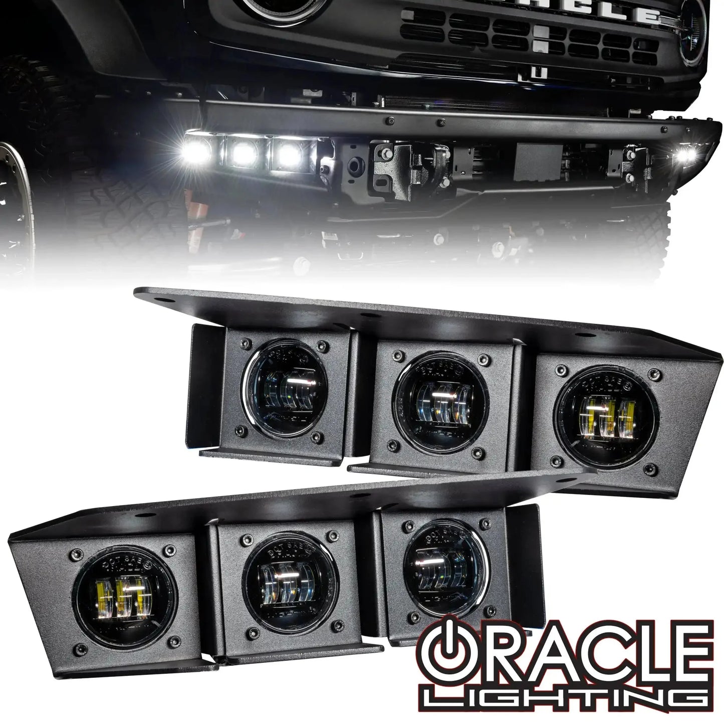 2021-2026 Ford Bronco Triple LED Fog Light Kit - Steel Modular Bumper | 90W by ORACLE Lighting