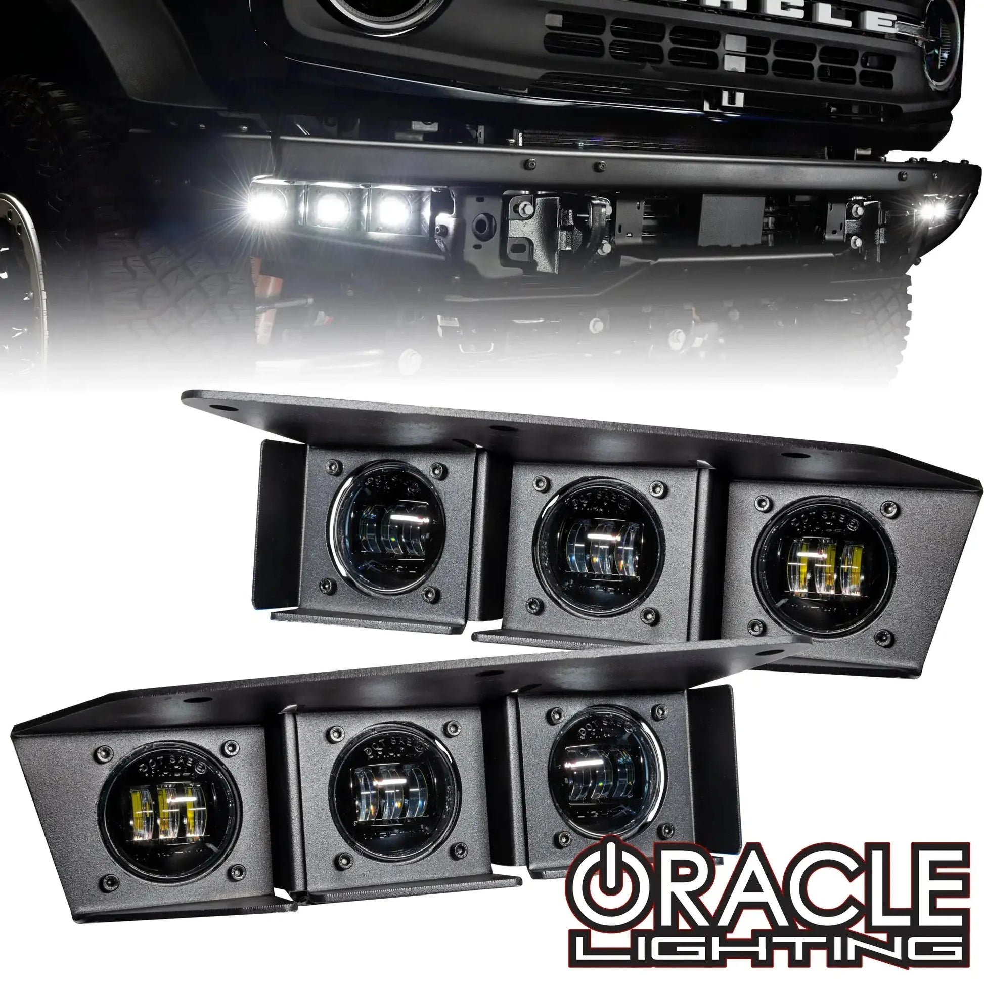 2021-2026 Ford Bronco Triple LED Fog Light Kit - Steel Modular Bumper | 90W by ORACLE Lighting