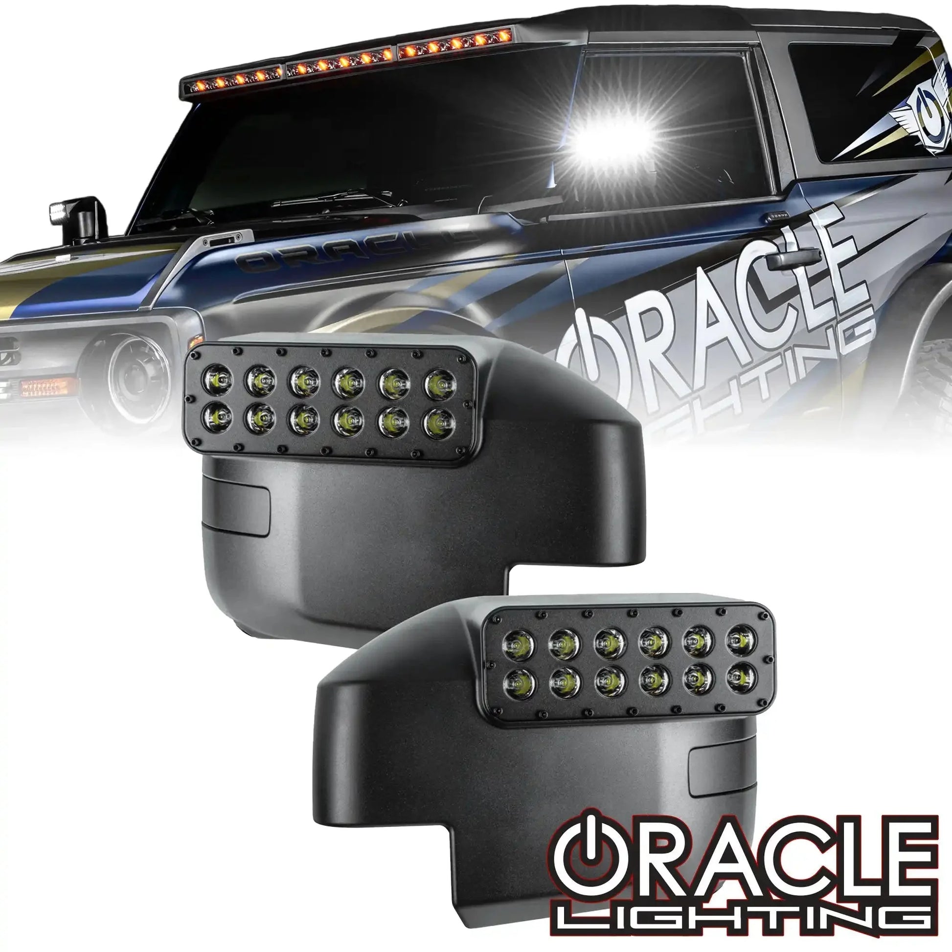 2021-2026 Ford Bronco LED Off-Road Side Mirrors - Peripheral Ditch Lights (2200+ Lumens) by ORACLE Lighting