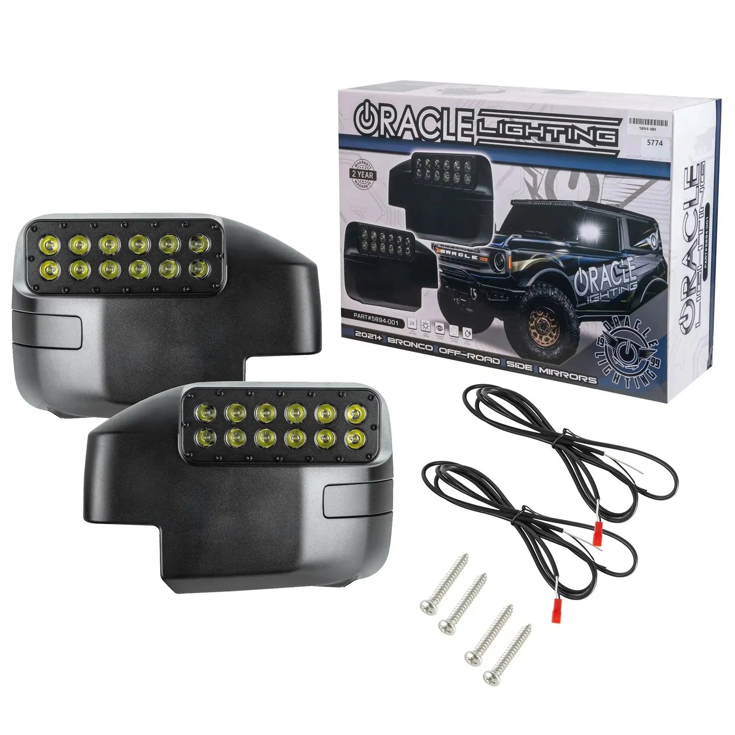 2021-2026 Ford Bronco LED Off-Road Side Mirrors - Peripheral Ditch Lights (2200+ Lumens) by ORACLE Lighting