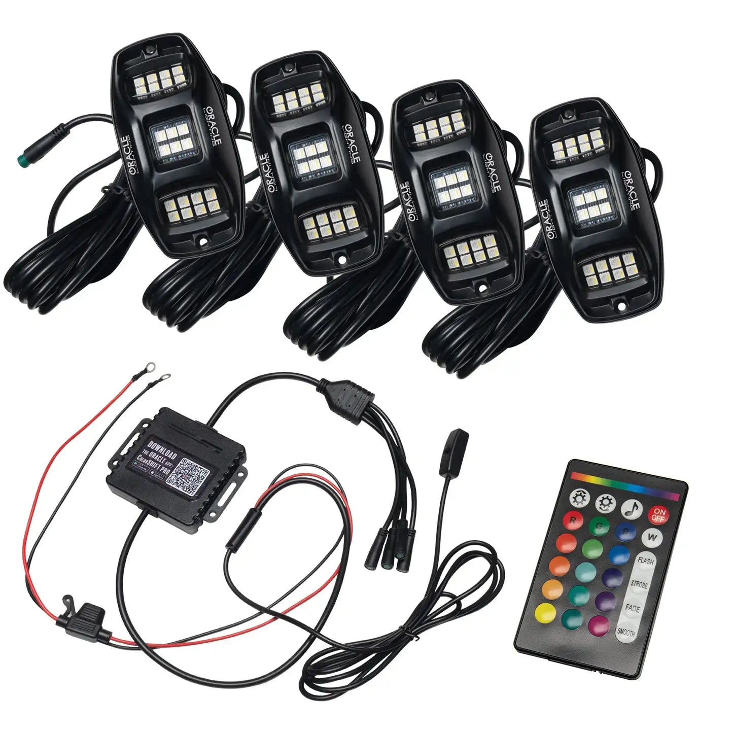 ColorSHIFT RGB+W Underbody Rock Light Kit - 230° Wide Angle Bluetooth Control by ORACLE Lighting