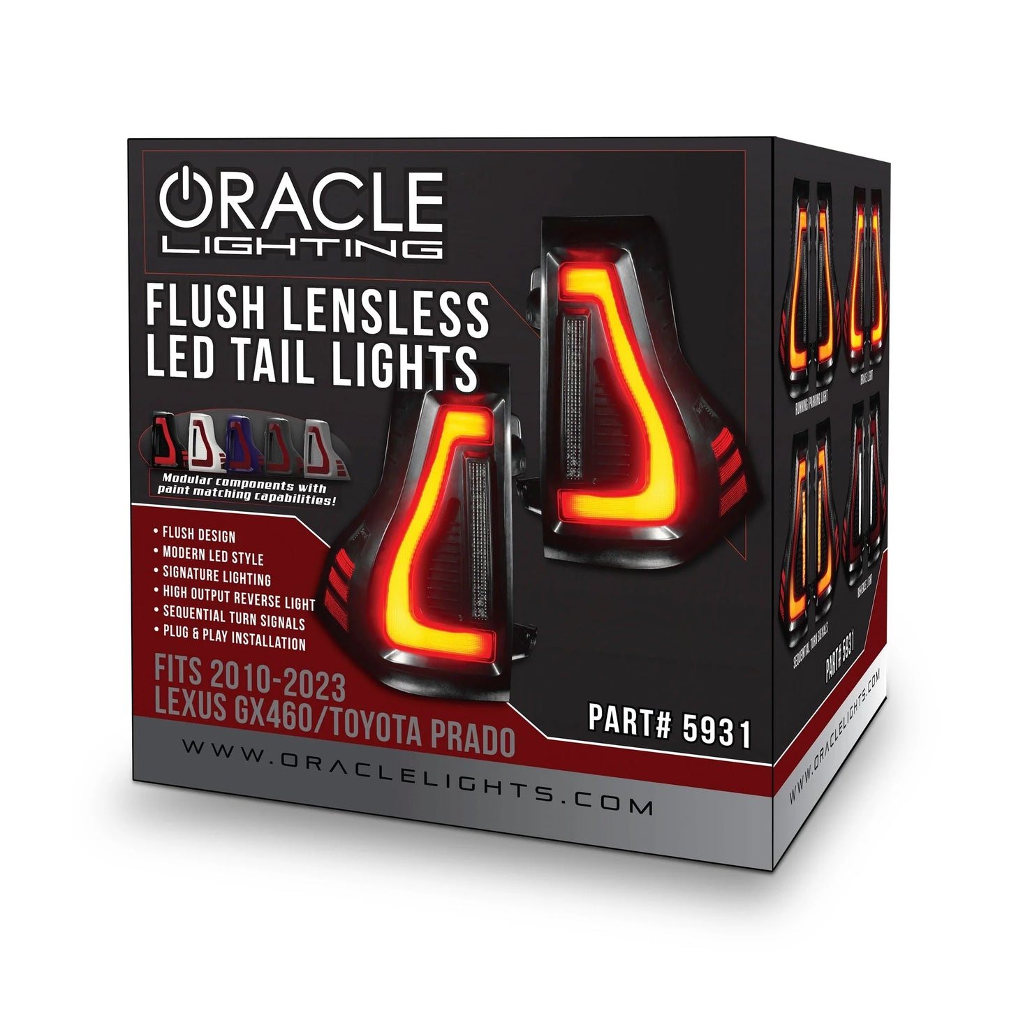 Flush Mount LED Tail Lights 2010-2023 Lexus GX460 Toyota Prado Sequential Lensless by ORACLE Lighting