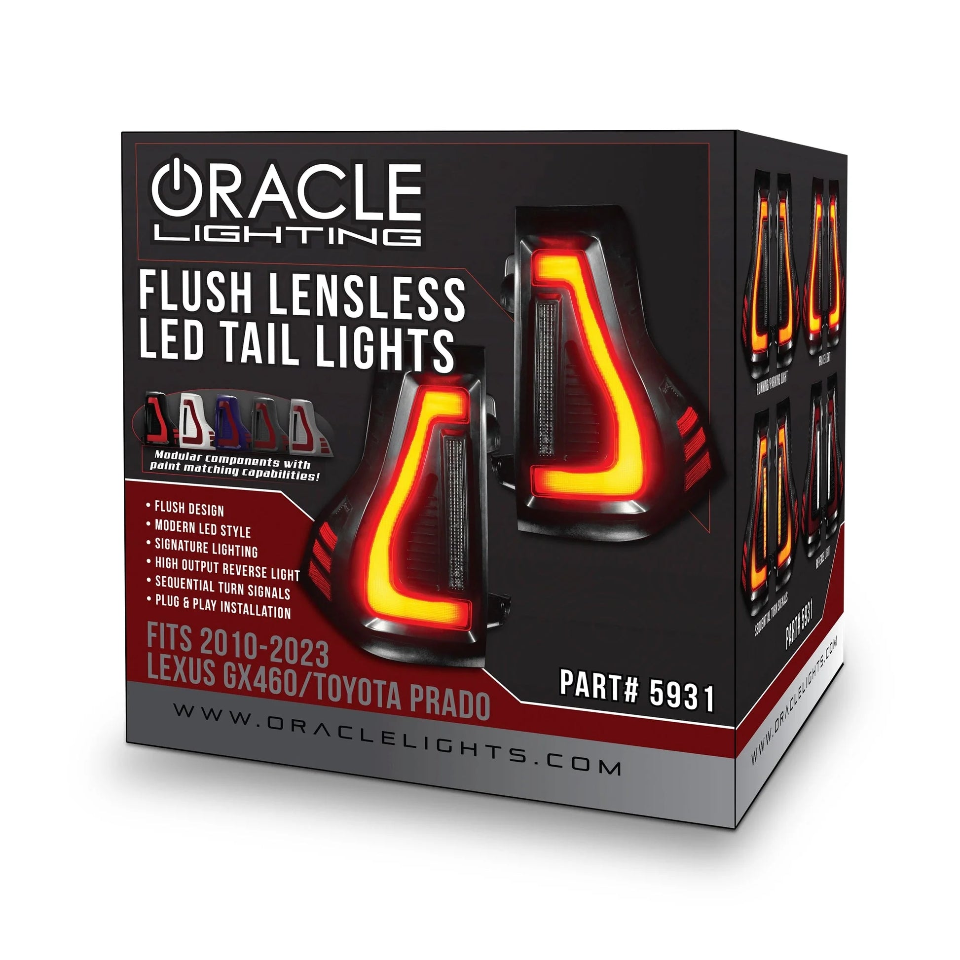 Flush Mount LED Tail Lights 2010-2023 Lexus GX460 Toyota Prado Sequential Lensless by ORACLE Lighting