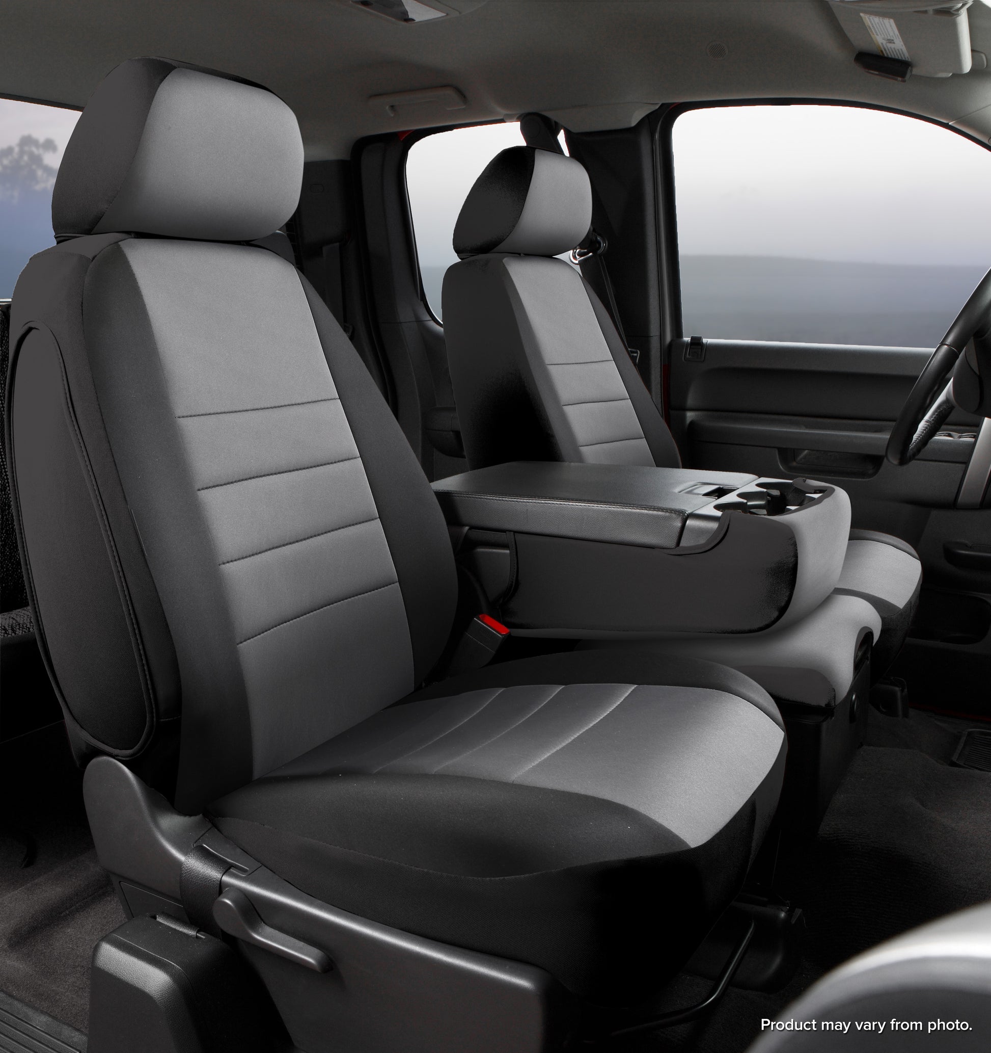 NP90 Series - Neoprene Custom Fit Front Seat Cover- Black/Gray Center Panel by FIA