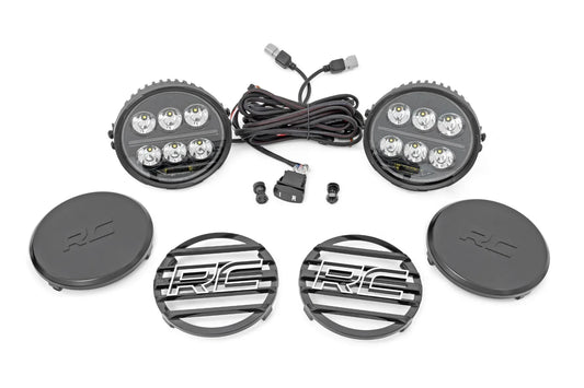 Rough Country Black Series Halo LED Light Pair White/Amber DRL | 6.5 Inch | Round by Rough Country