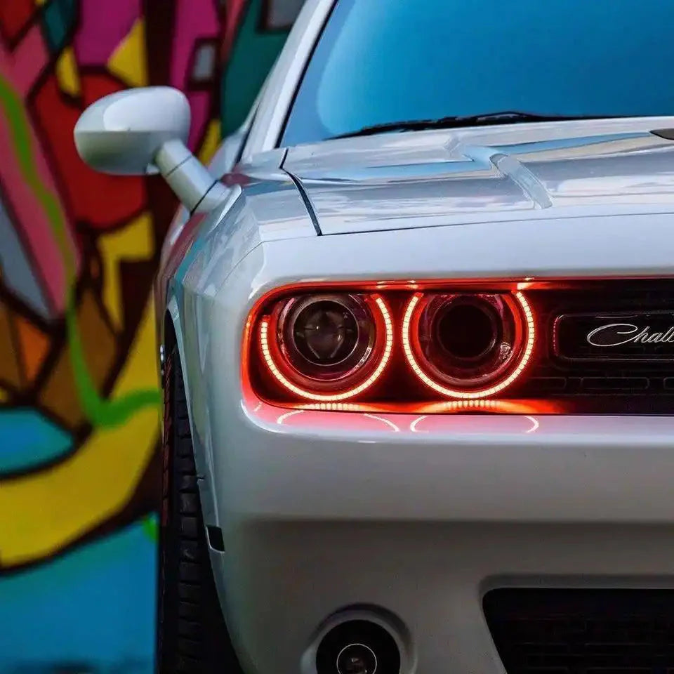 ORACLE Lighting 2015-2023 Dodge Challenger Dynamic ColorSHIFT Headlight Halo Kit - Surface Mount by ORACLE Lighting