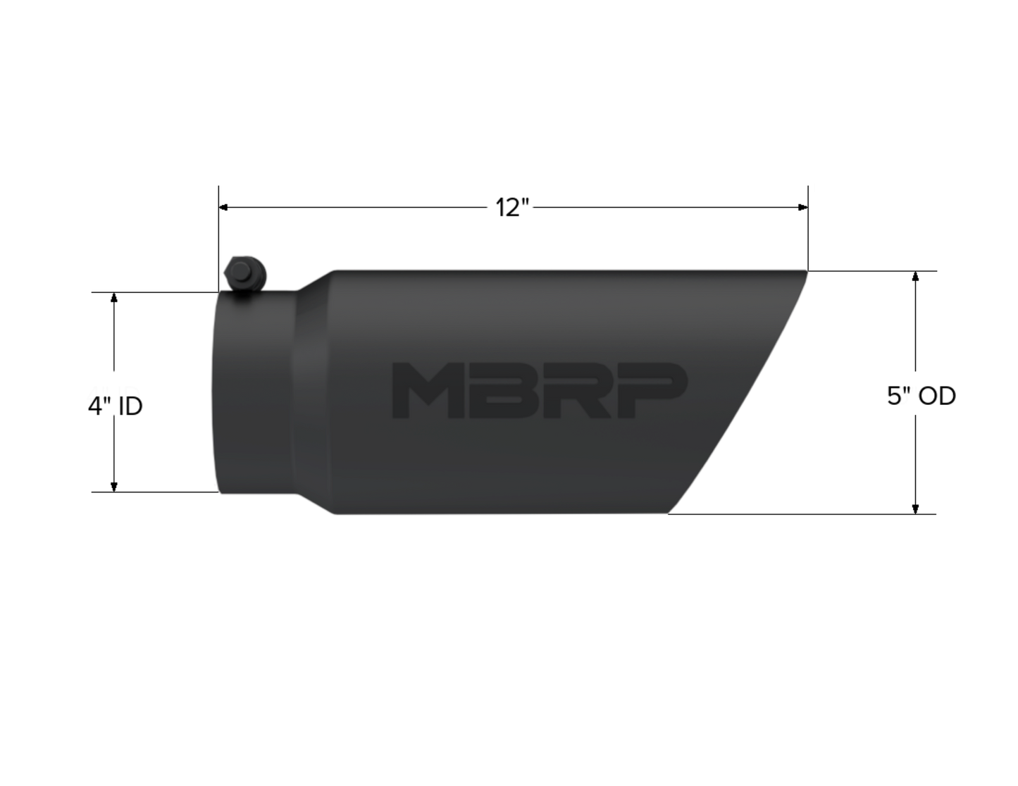 Tip. 5in. O.D.. Dual Wall Angled. 4in. inlet 12in. Length. Black Coated. by MBRP Exhaust