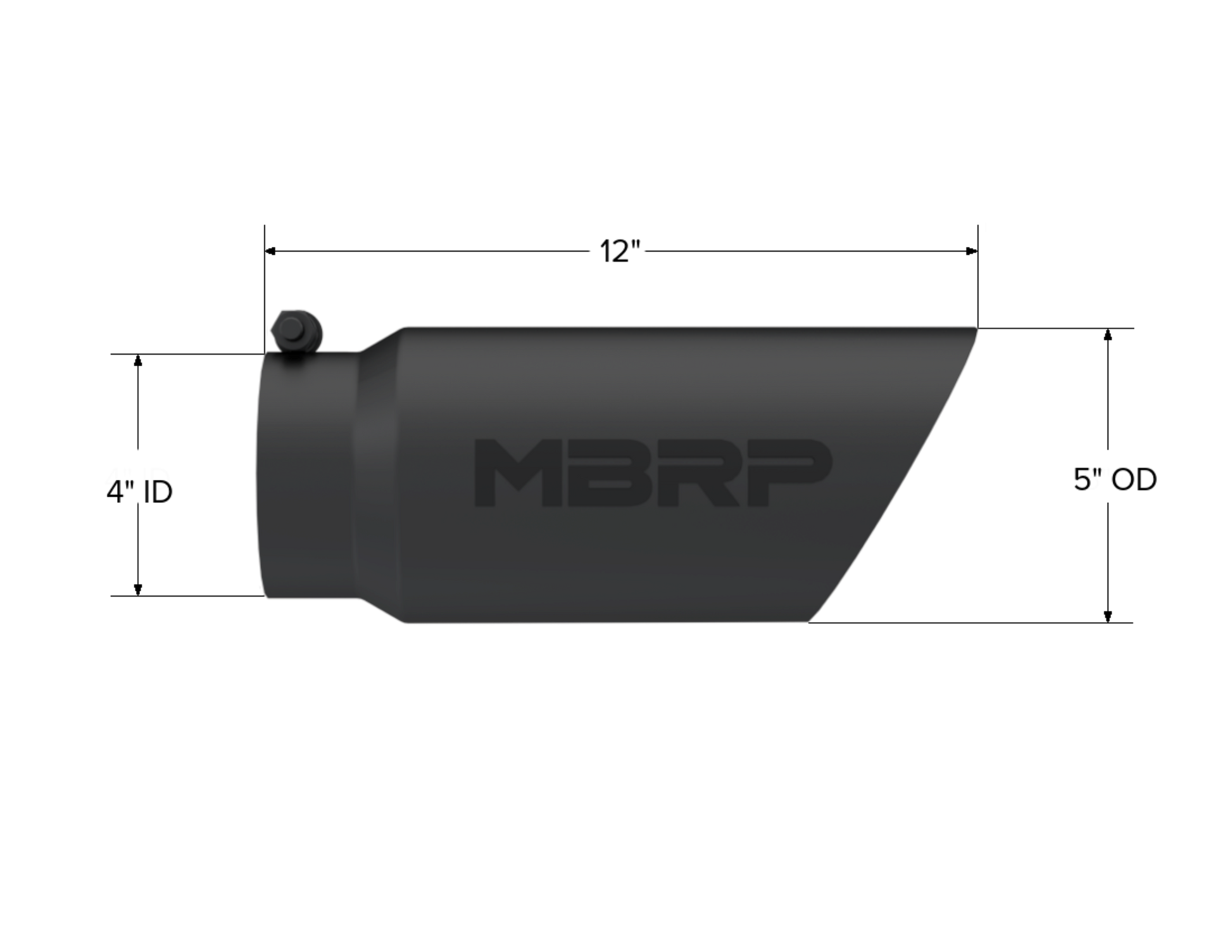Tip. 5in. O.D.. Dual Wall Angled. 4in. inlet 12in. Length. Black Coated. by MBRP Exhaust