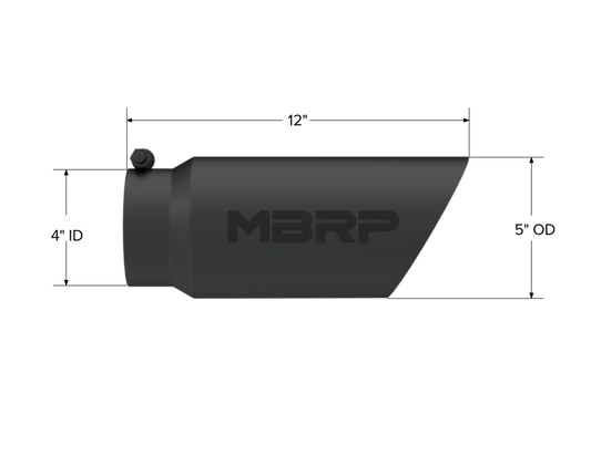 Tip. 5in. O.D.. Dual Wall Angled. 4in. inlet 12in. Length. Black Coated. by MBRP Exhaust