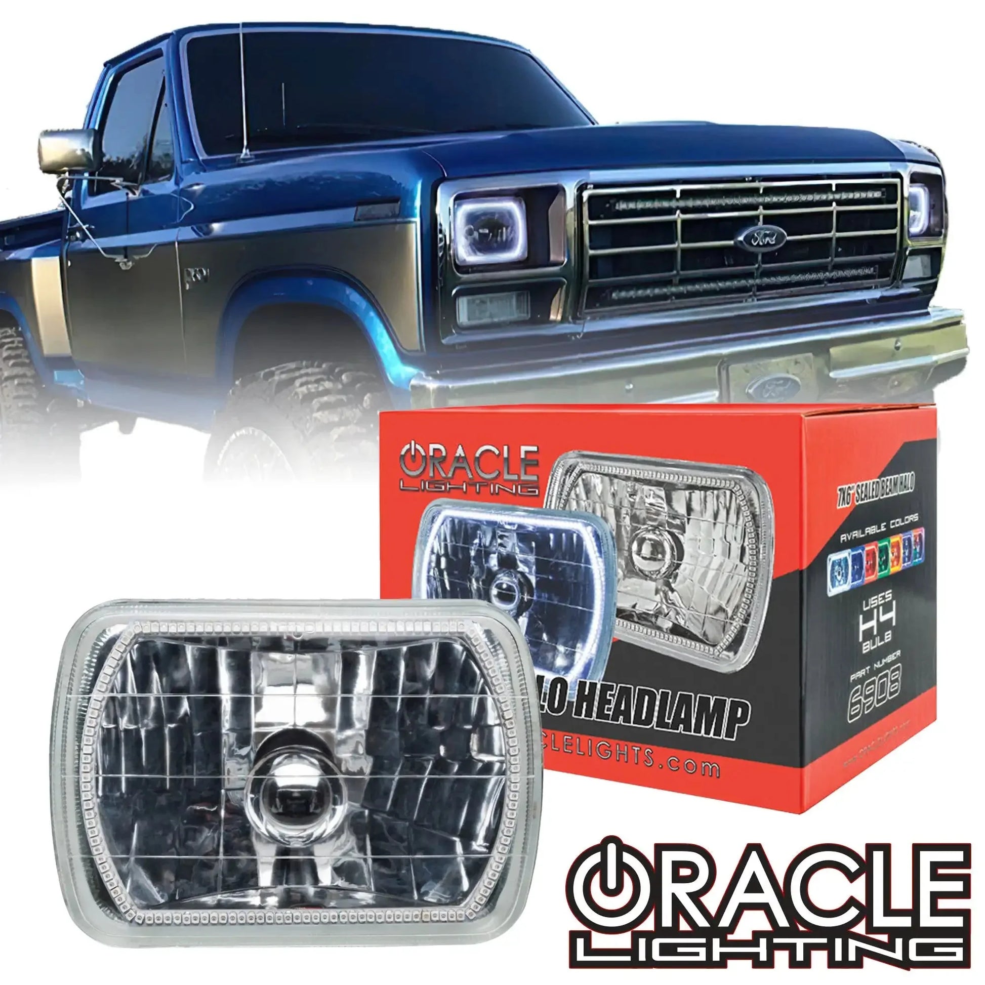 ORACLE Sealed Beam 7x6 H6054 Headlight with Pre-Installed SMD Halo by ORACLE Lighting
