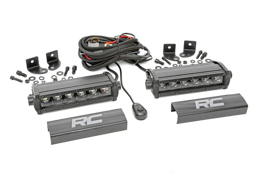 Rough Country 6 Inch Black Series LED Light Bar Single Row | Pair by Rough Country