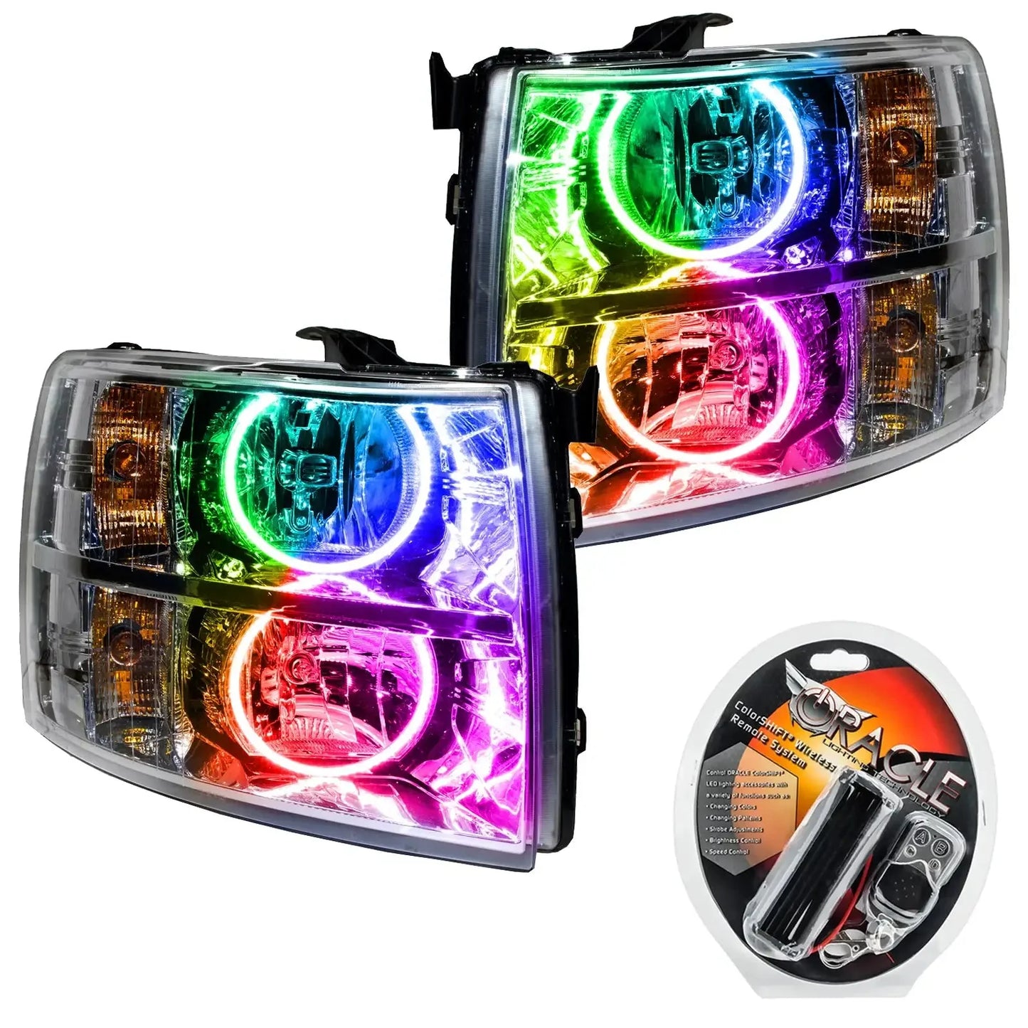 ORACLE Lighting 2007-2013 Chevy Silverado Pre-Assembled Halo Headlights - Chrome Housing by ORACLE Lighting