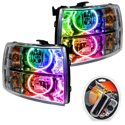 ORACLE Lighting 2007-2013 Chevy Silverado Pre-Assembled Halo Headlights - Chrome Housing by ORACLE Lighting