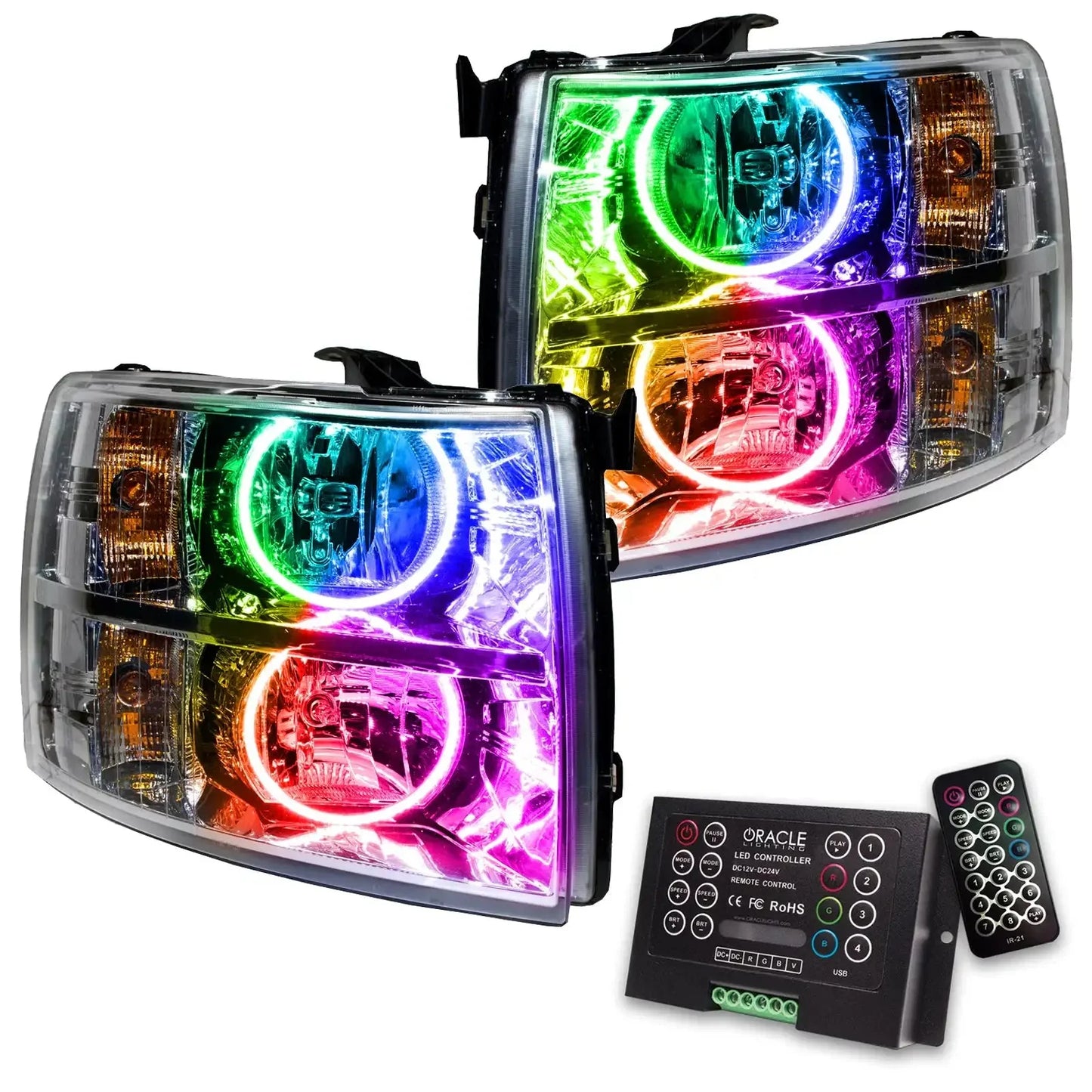 ORACLE Lighting 2007-2013 Chevy Silverado Pre-Assembled Halo Headlights - Chrome Housing by ORACLE Lighting