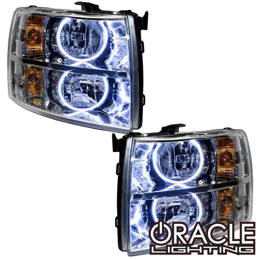 ORACLE Lighting 2007-2013 Chevy Silverado Pre-Assembled Halo Headlights - Chrome Housing by ORACLE Lighting