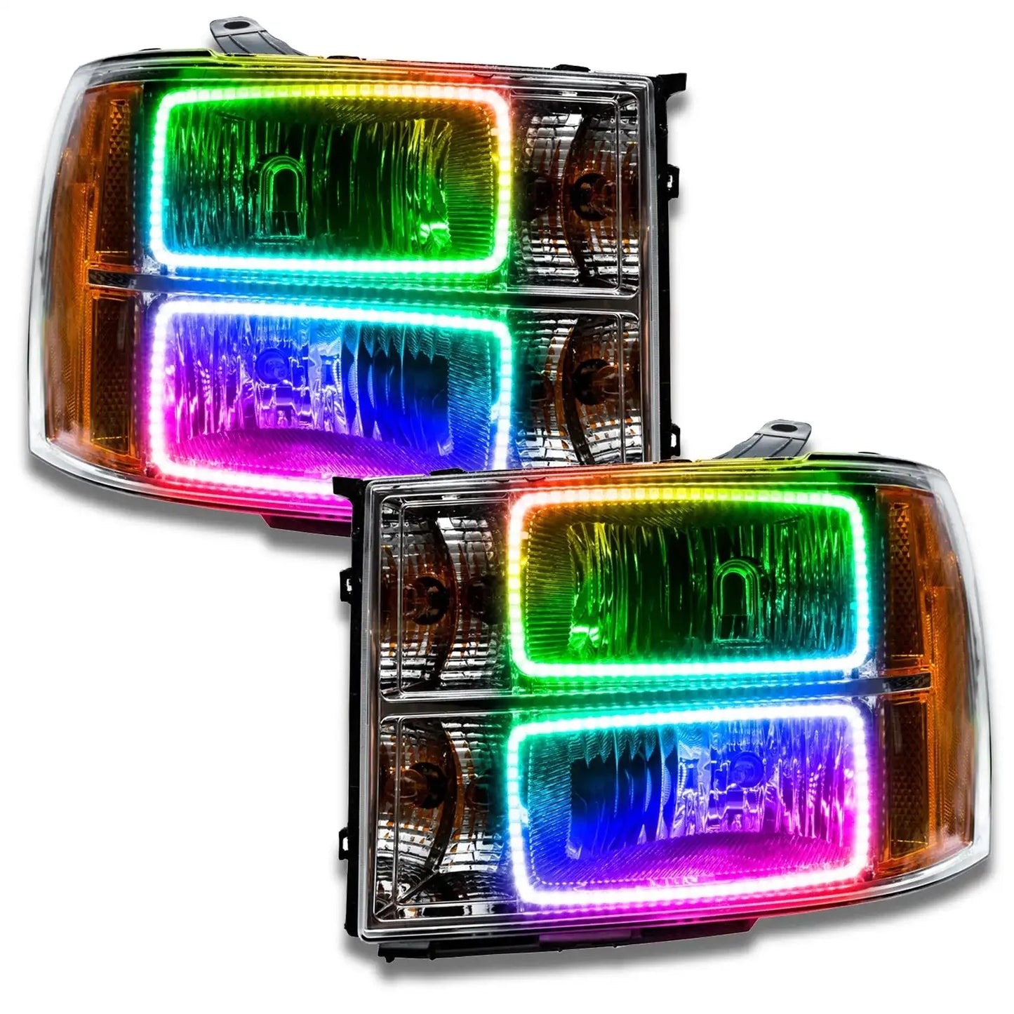 ORACLE Lighting 2007-2013 GMC Sierra Pre-Assembled Halo Headlights - (Square Ring Design) by ORACLE Lighting