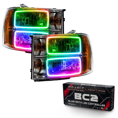 ORACLE Lighting 2007-2013 GMC Sierra Pre-Assembled Halo Headlights - (Square Ring Design) by ORACLE Lighting