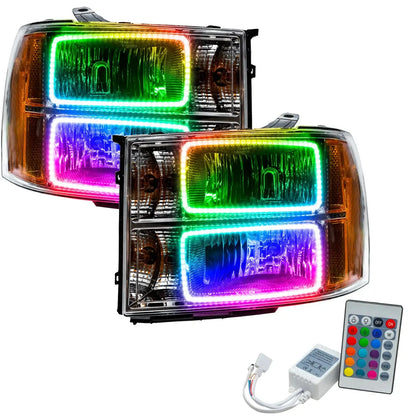 ORACLE Lighting 2007-2013 GMC Sierra Pre-Assembled Halo Headlights - (Square Ring Design) by ORACLE Lighting