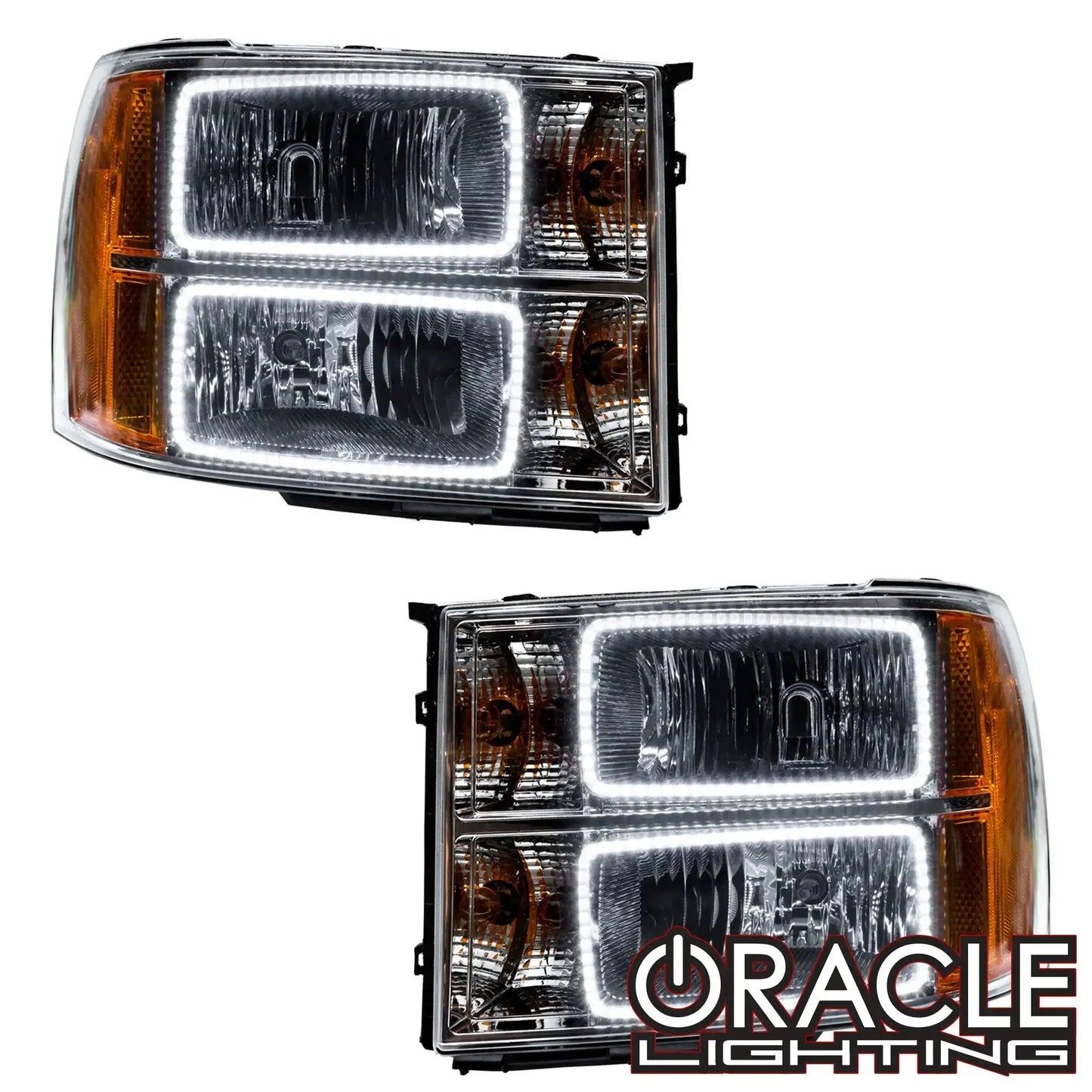 ORACLE Lighting 2007-2013 GMC Sierra Pre-Assembled Halo Headlights - (Square Ring Design) by ORACLE Lighting