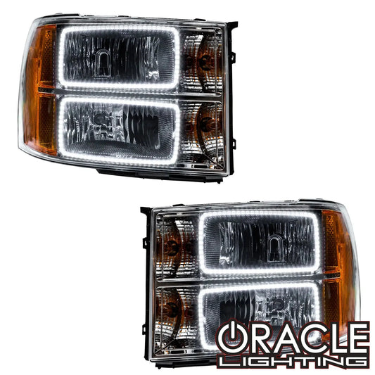 ORACLE Lighting 2007-2013 GMC Sierra Pre-Assembled Halo Headlights - (Square Ring Design) by ORACLE Lighting