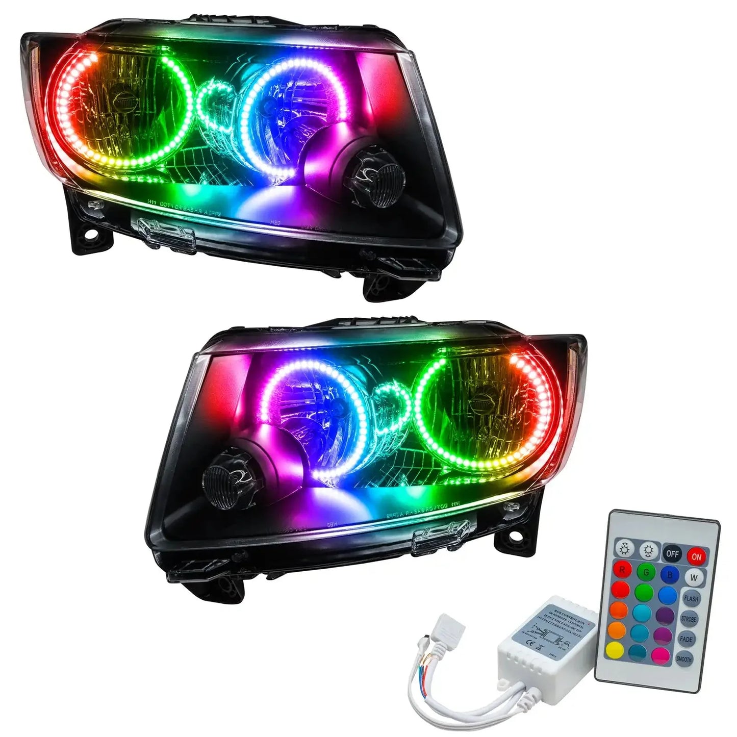 ORACLE Lighting 2011-2013 Jeep Grand Cherokee Pre-Assembled Halo Headlights - Non HID - Chrome by ORACLE Lighting