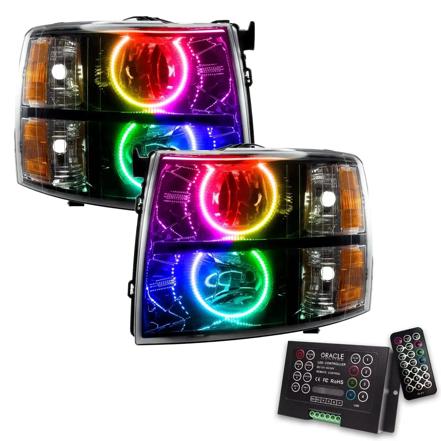 ORACLE Lighting 2007-2013 Chevrolet Silverado Pre-Assembled Halo Headlights - Black Housing by ORACLE Lighting