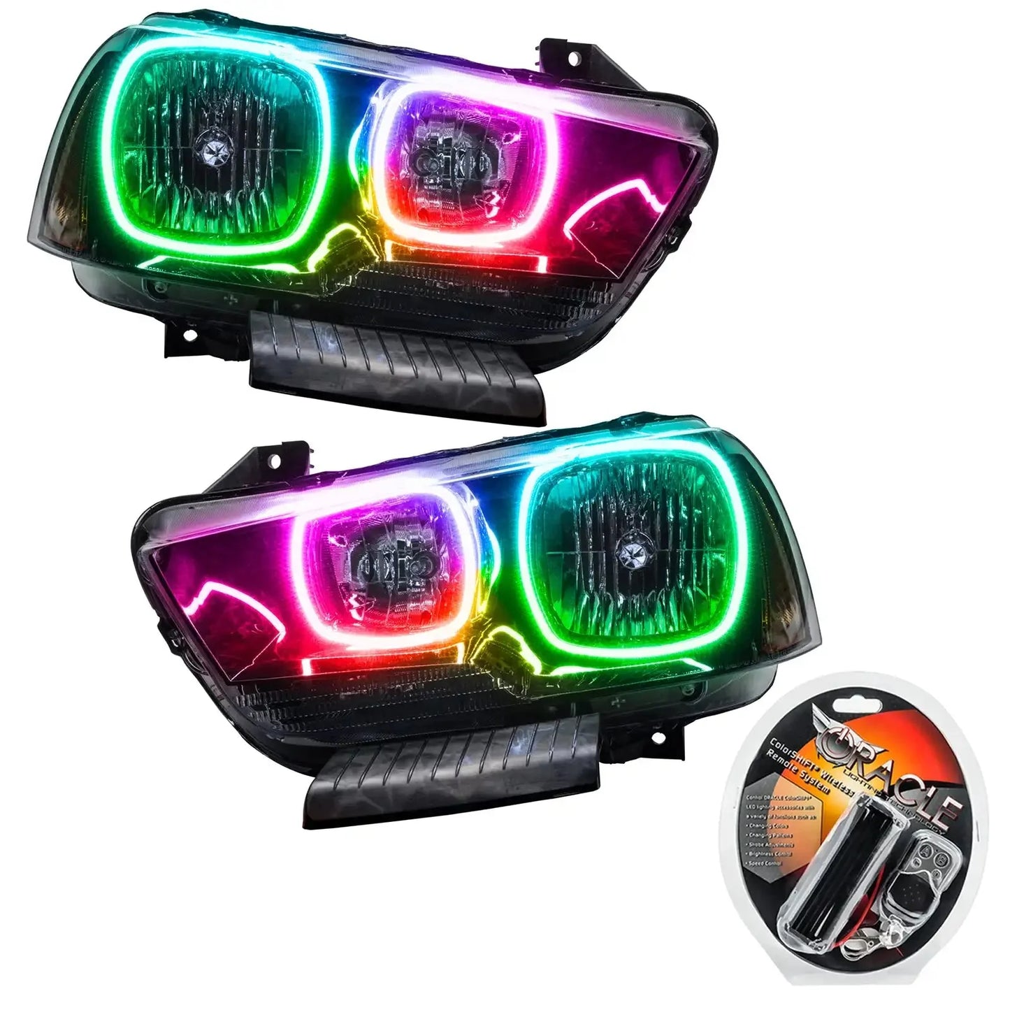 ORACLE Lighting 2011-2014 Dodge Charger Pre-Assembled Halo Headlights - Non HID - Black Housing by ORACLE Lighting