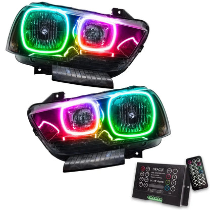 ORACLE Lighting 2011-2014 Dodge Charger Pre-Assembled Halo Headlights - Non HID - Black Housing by ORACLE Lighting