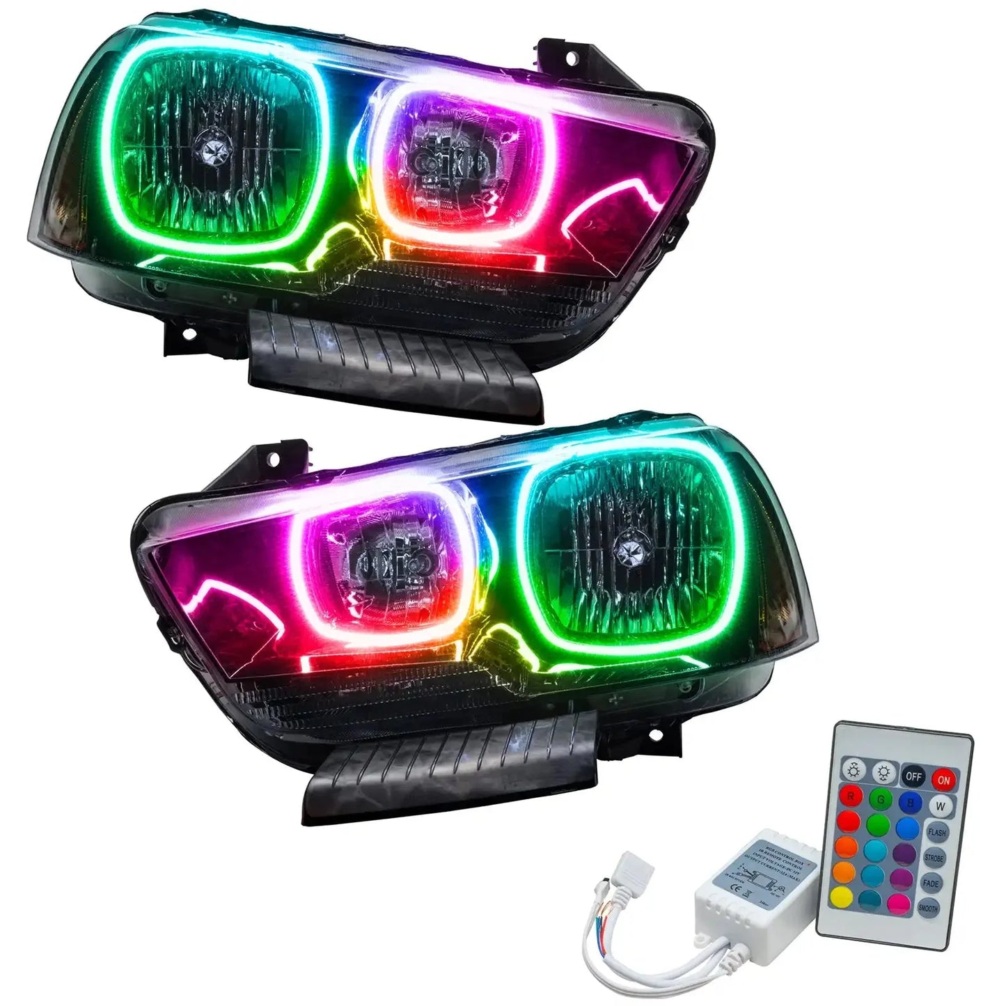 ORACLE Lighting 2011-2014 Dodge Charger Pre-Assembled Halo Headlights - Non HID - Black Housing by ORACLE Lighting