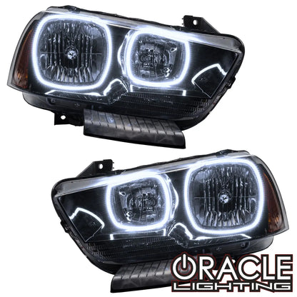 ORACLE Lighting 2011-2014 Dodge Charger Pre-Assembled Halo Headlights - Non HID - Black Housing by ORACLE Lighting