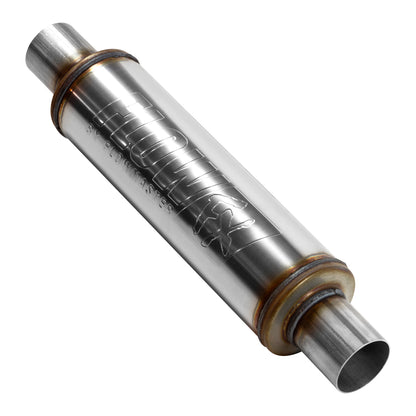 Flow FX Muffler - 2.25 In/Out - Round Body - Moderate Sound - Stainless Steel by Flowmaster