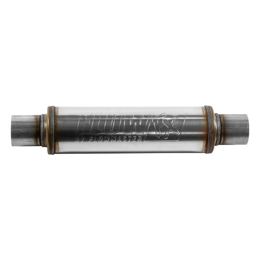 Flow FX Muffler - 2.50 In/Out - Round Body - Moderate Sound - Stainless Steel by Flowmaster