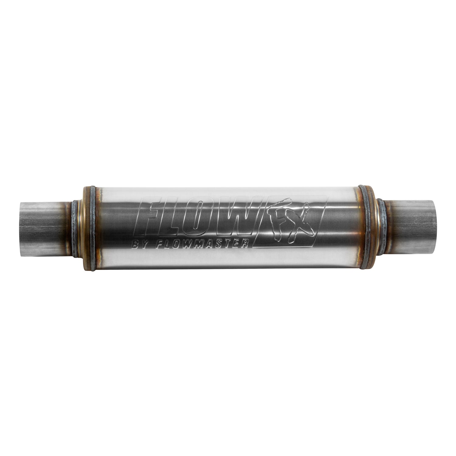 Flow FX Muffler - 2.50 In/Out - Round Body - Moderate Sound - Stainless Steel by Flowmaster