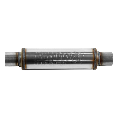 Flow FX Muffler - 2.50 In/Out - Round Body - Moderate Sound - Stainless Steel by Flowmaster