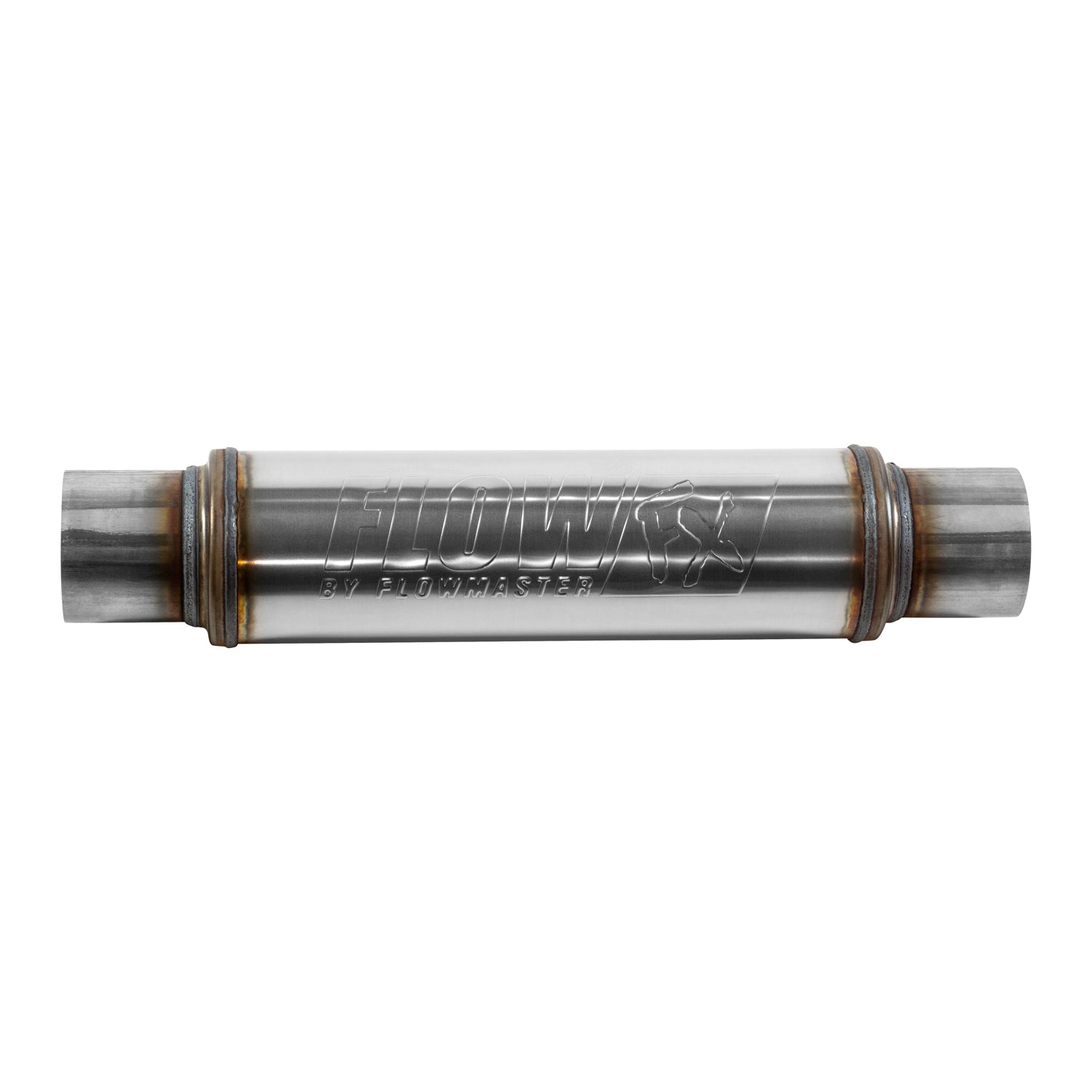 Flow FX Muffler - 3.00 In/Out - Round Body - Moderate Sound - Stainless Steel by Flowmaster